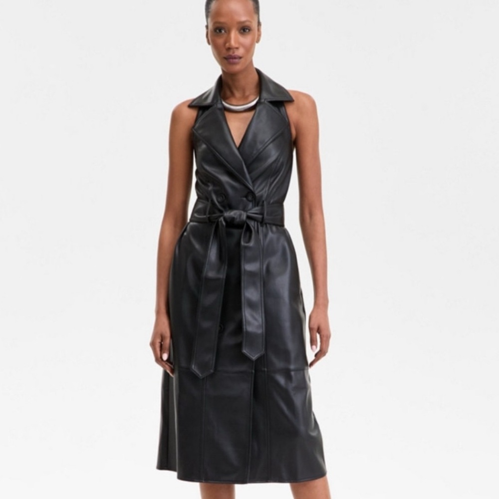 INC Tie-waist Notch-collar Trench Jacket Dress